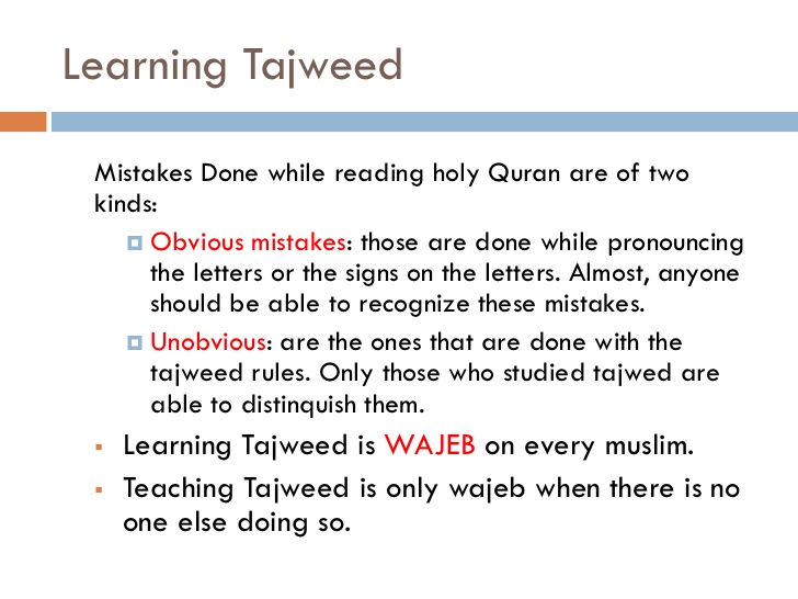 Learning Tajweed in English language 