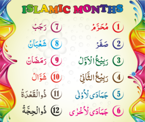 Islamic Months names in Urdu Arabic Hindi text