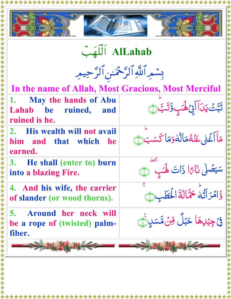 Surah Lahab With English Translation And Arabic Text Recitation