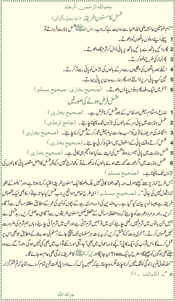 Ghusal ka masnoon tarika in urdu for men women