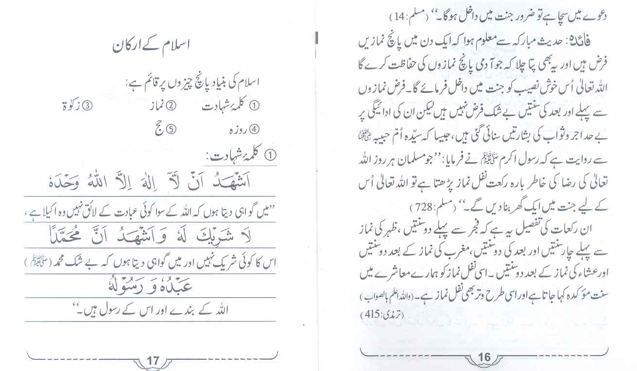 Islam ke arkan in Urdu Hindi